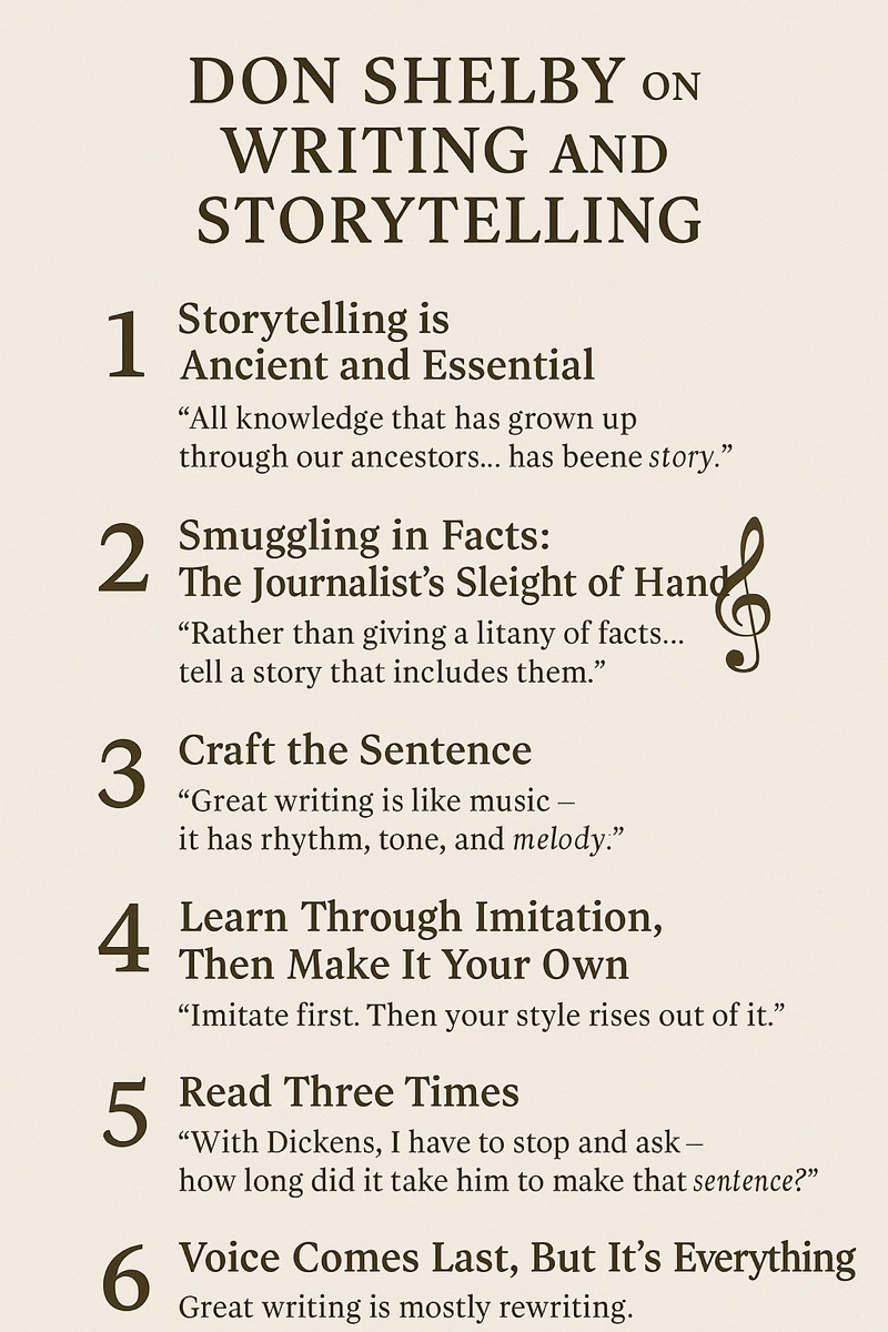Don Shelby on Writing, Storytelling, and the Sound of a Great Sentence